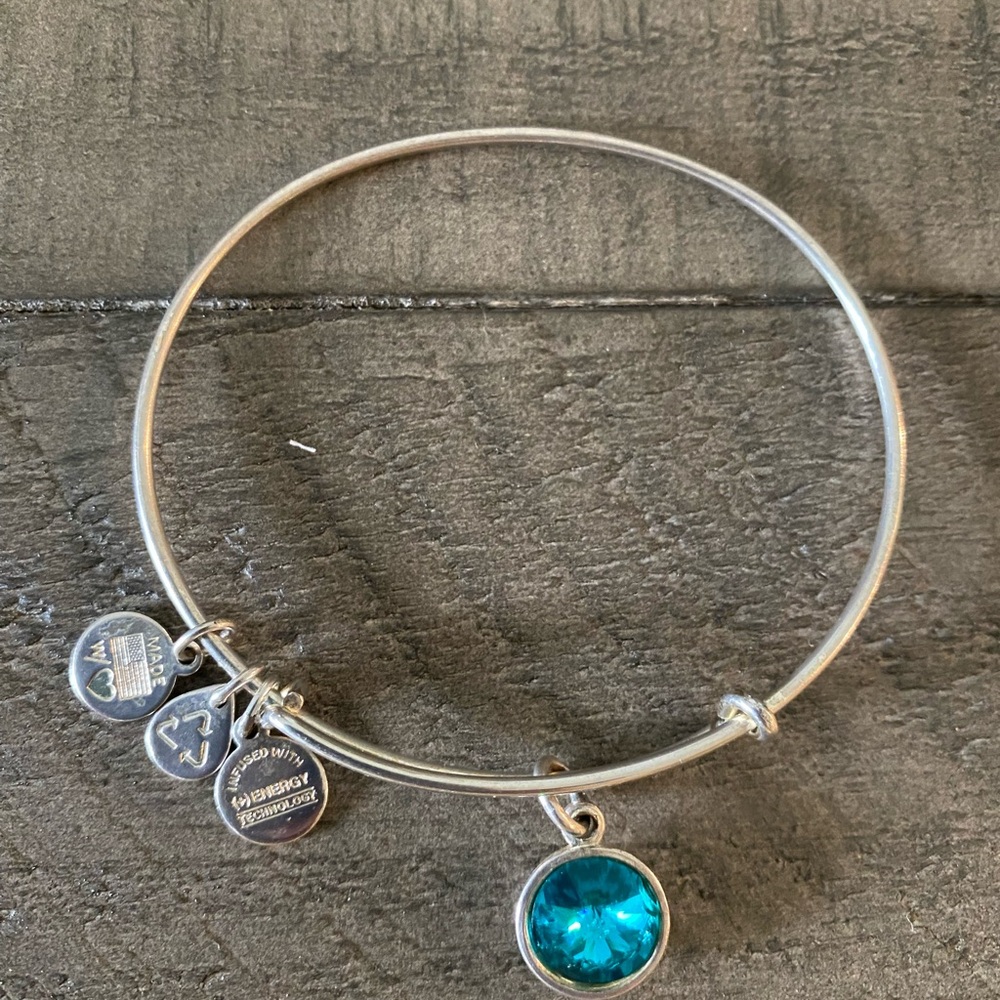 Alex and Ani Blue Zircon December Birthstone Bangle Bracelet